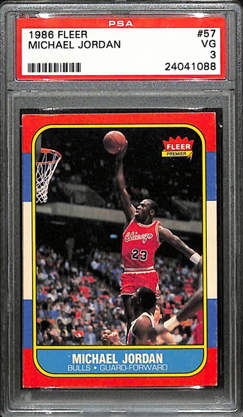 1986-87 Fleer Basketball Michael Jordan Rookie Card #57 Graded PSA 3